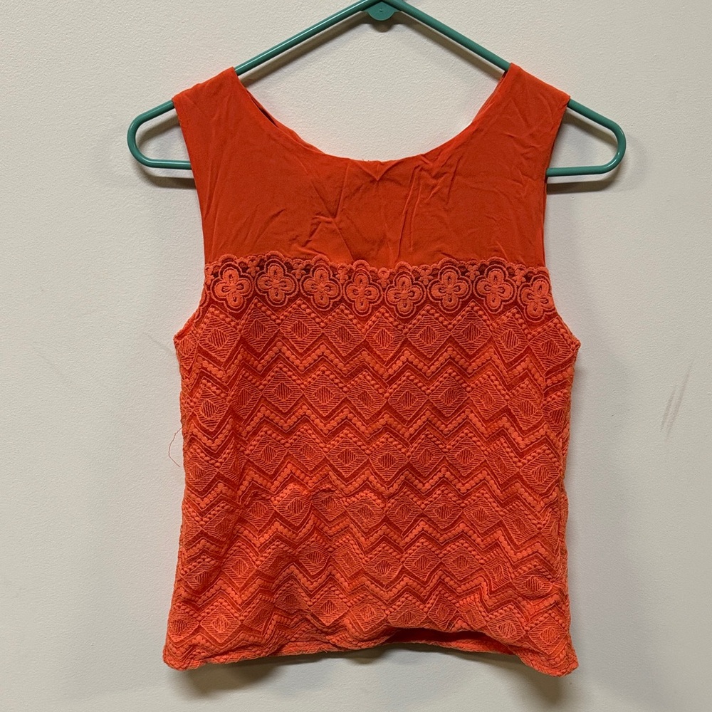 Annabelle Vibrant Orange Lace Tank Top